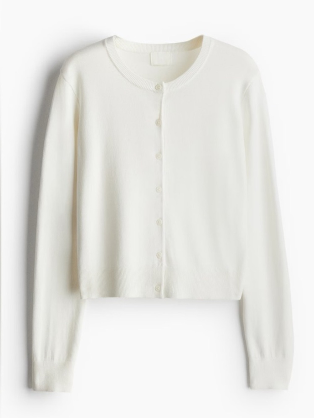 H&M White Fine Knit Cardigan L